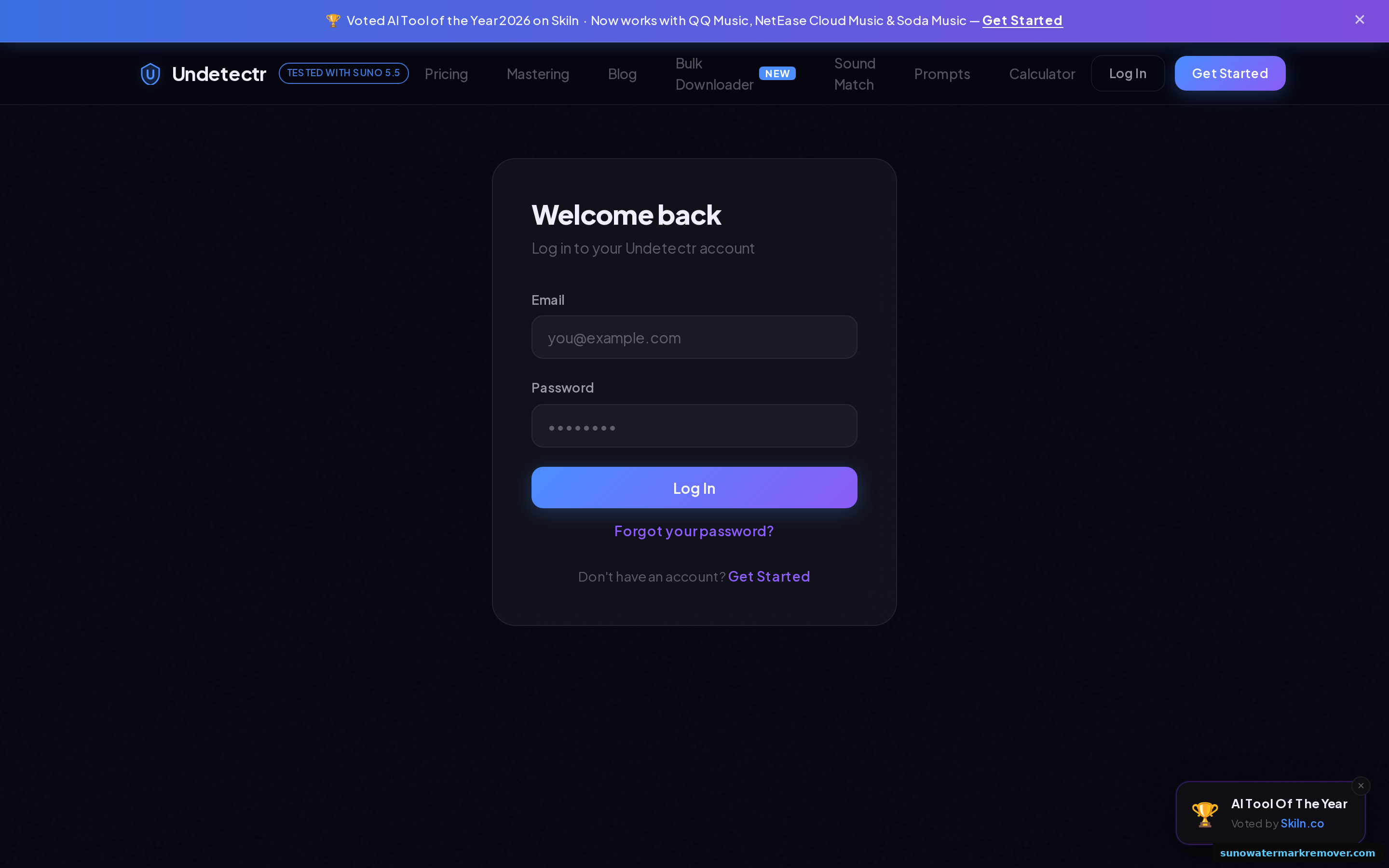 Undetectr upload page where an exported AI music file is submitted for artifact removal processing before distribution.